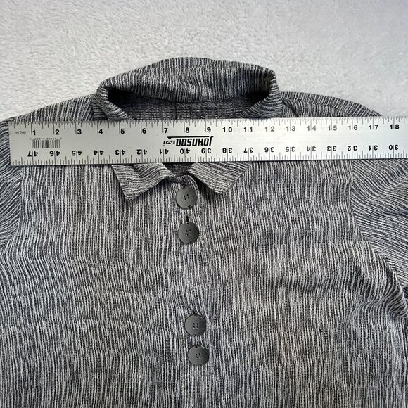 Signature Collection Fridaze Black Pinstripe Button-Up Blouse Medium Linen Blend - Picture 5 of 7